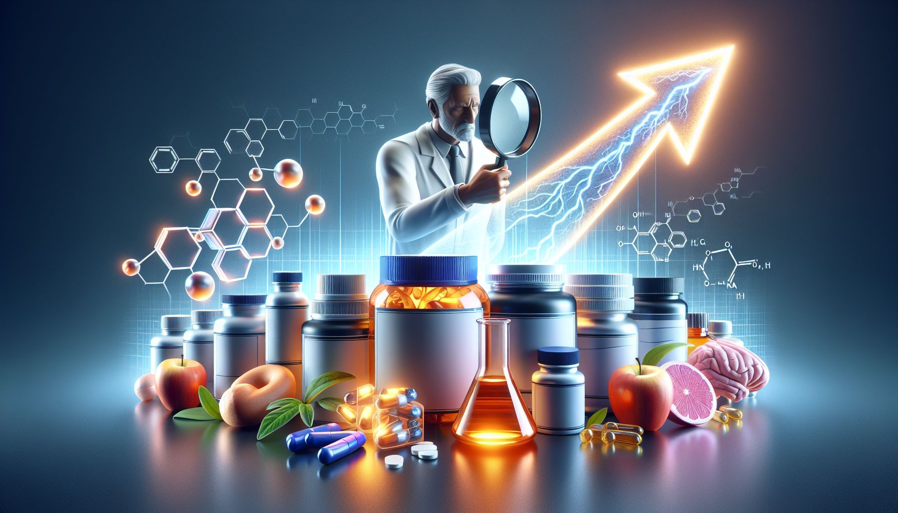 Image showing various male enhancement products, supplements and medicines on a white background